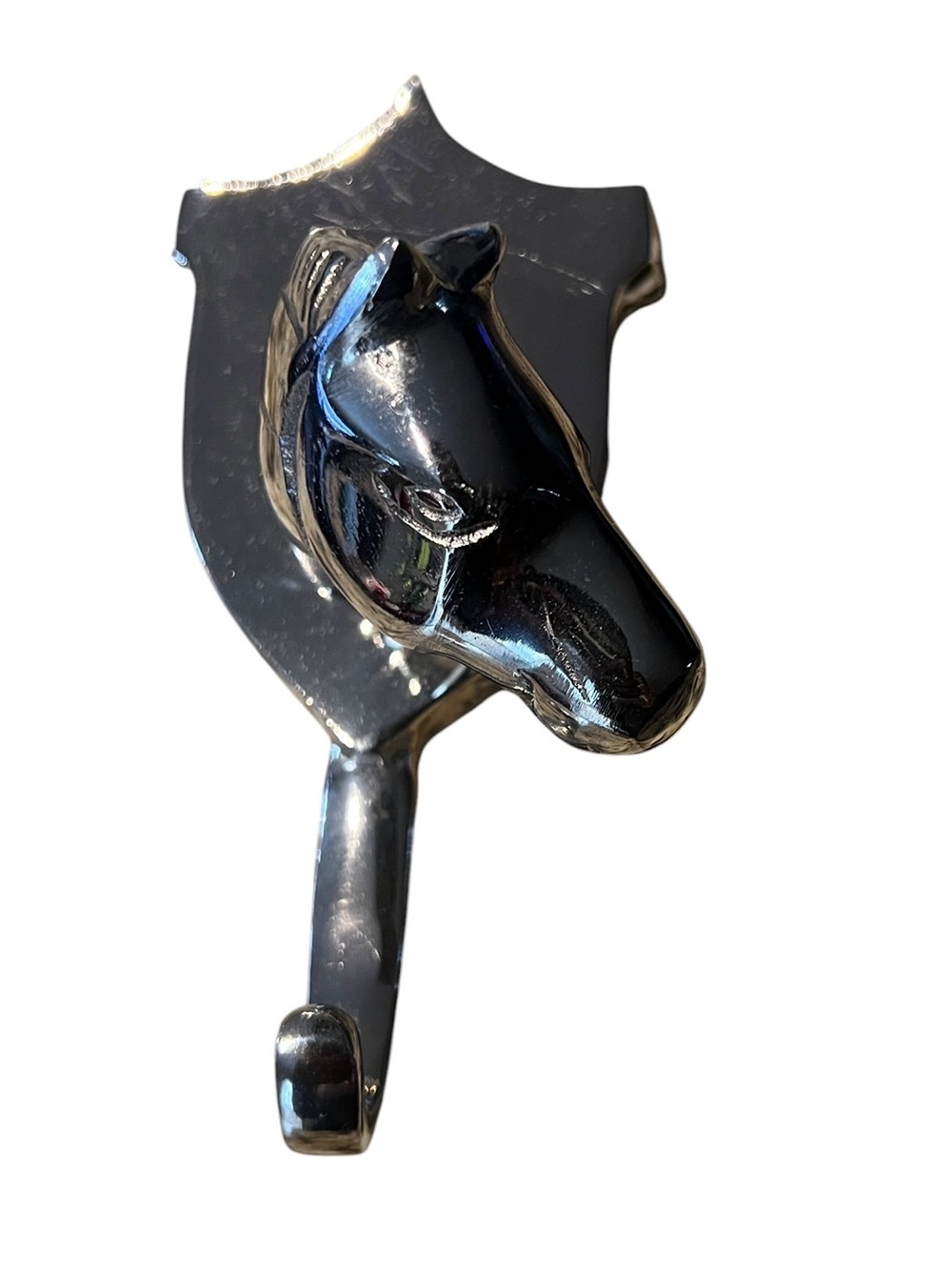 Chrome Horse Head Wall Hat Towel Hook Sculpture - Decorative Home Wall Decor